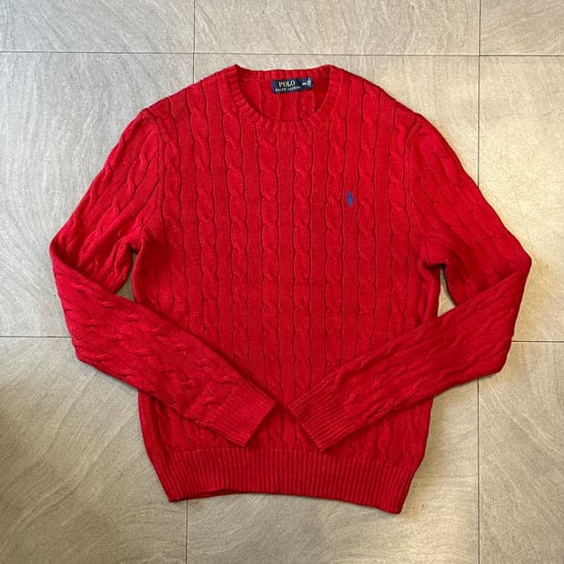폴로 정품 최신라벨 레드 케이블 니트