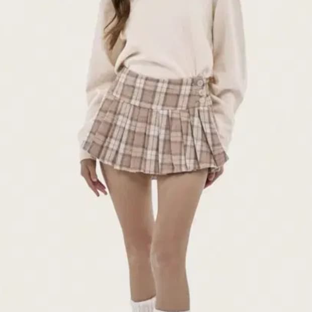 클리시어 피치모카 울 플리츠 스커트 s