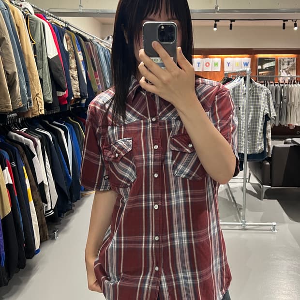 디키즈 체크 반팔 셔츠