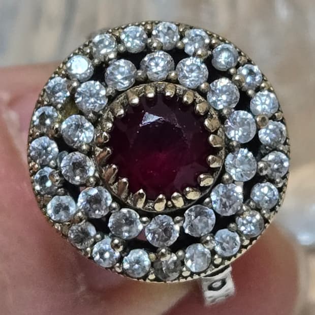 중동 빈티지 루비 헤일로 반지 / Oman 중동 빈티지