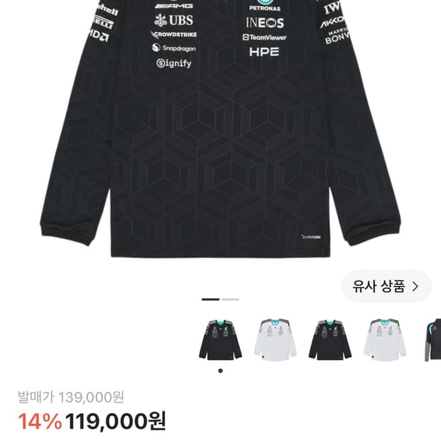 아디다스 메르세데스 AMG F1 팀 드라이버 저지 XL