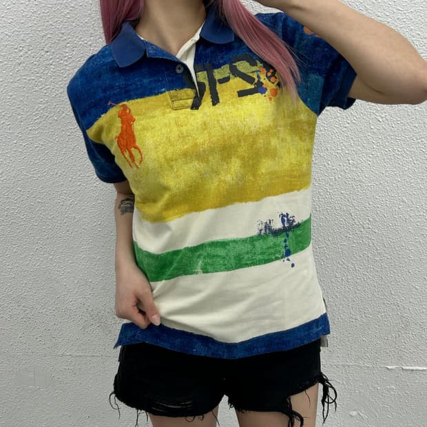 폴로 랄프로렌 오렌지 빅포니 페인팅 pk티 S