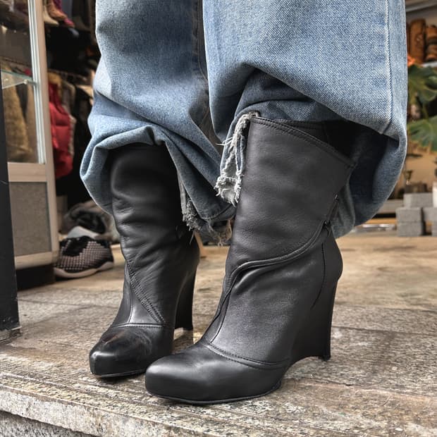 00s 폴드 오버 양가죽 웨치 부츠