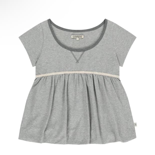 LACE BALLOON T-SHIRT MELANGEGREY