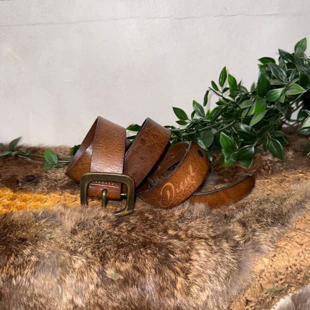 DIESEL brown cow skin logo belt