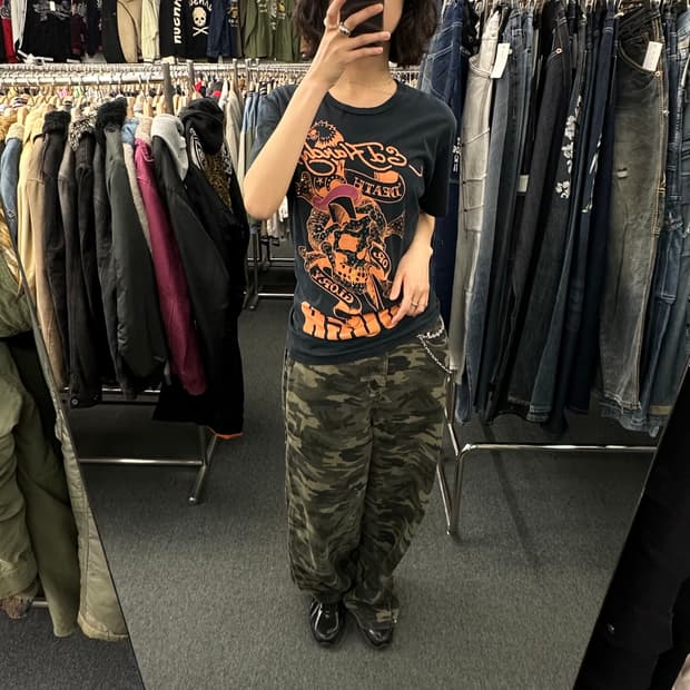 M)Ed Hardy 빈티지 스컬 큐빅 프린팅 반팔