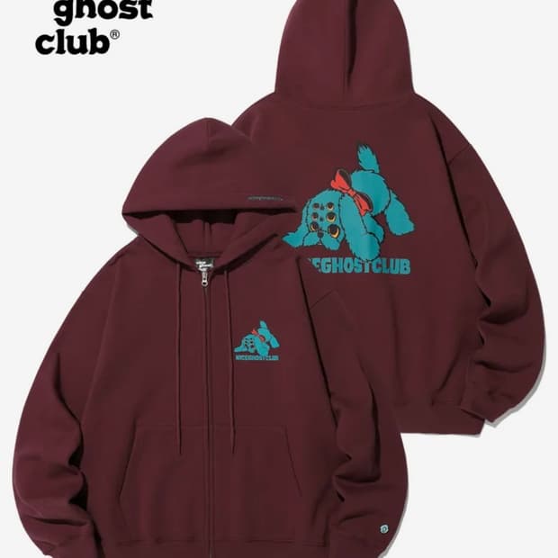 나이스고스트클럽 6EYES DOG ZIP HOODIE_BURGUNDY