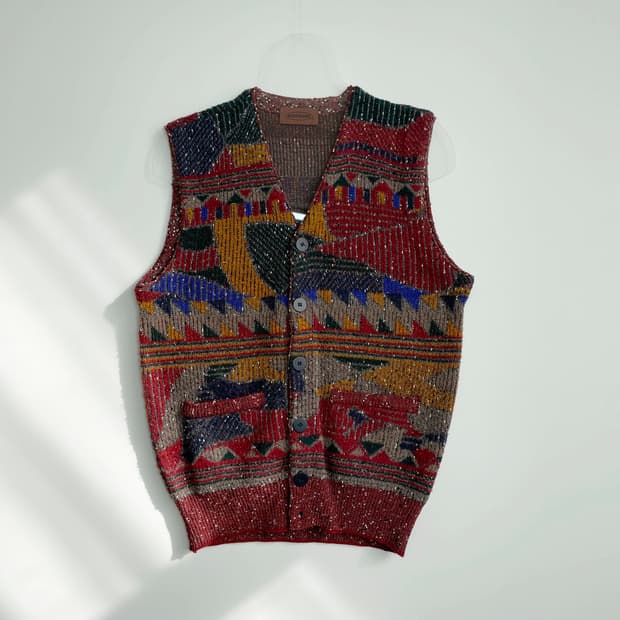F2 미쏘니(Missoni) 멀티컬러 패턴 니트 조끼 M사이즈