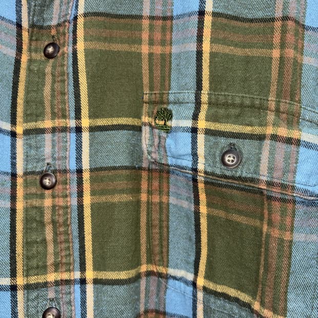 팀버랜드 카키색 체크 셔츠