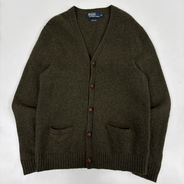 폴로 울 니트 콩단추 가디건