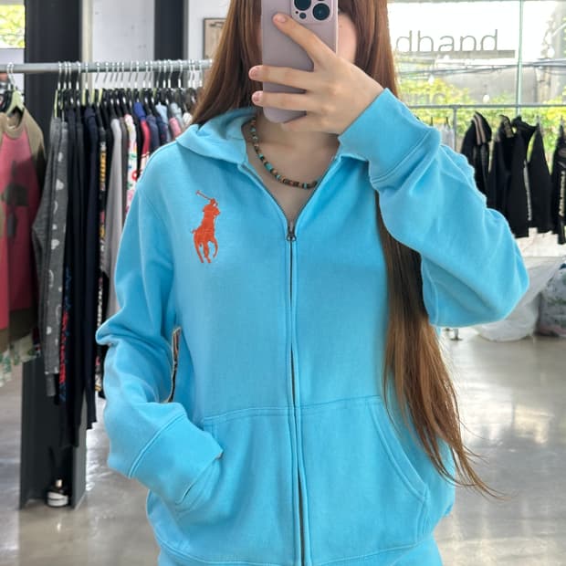 폴로랄프로렌 빅포니 후드집업 스카이블루 데드스탁