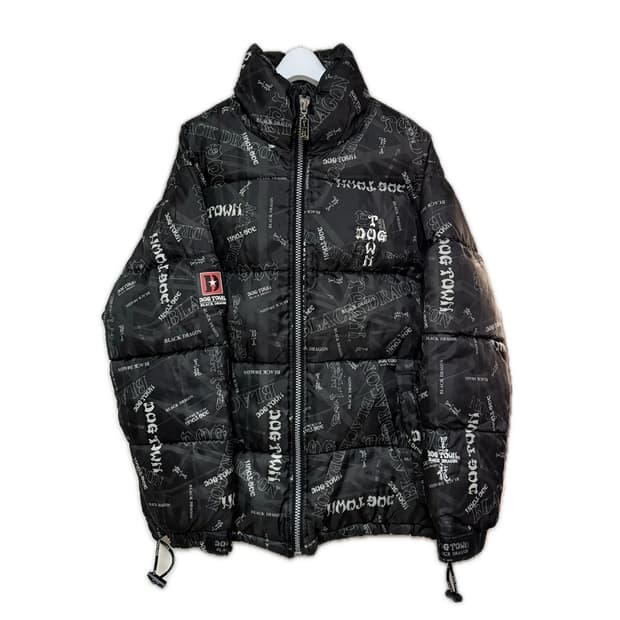 도그타운 자카드 패턴 패딩 블랙