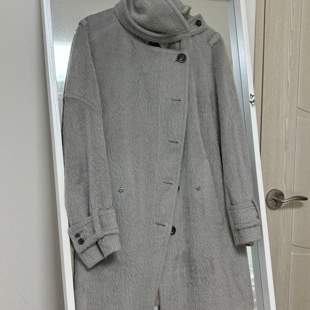 Time 그레이시 헤어리 하프코트