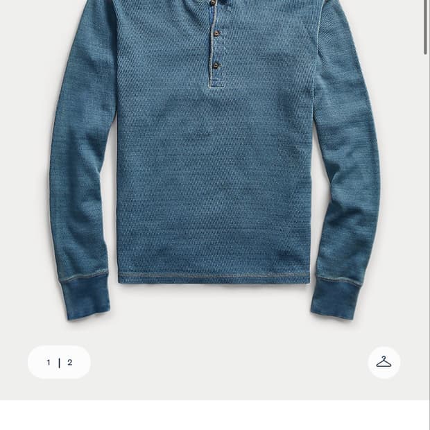 RRL 자카드 인디고 헨리넥 M