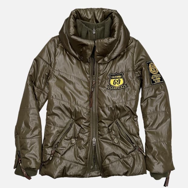 GARULA khaki layered paded jacket