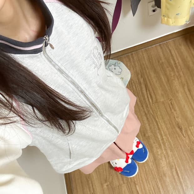 빈티지 그레이 핑크 브라운 큐빅 집업 히메갸루 로걀 스포츠 아일릿 모리걸