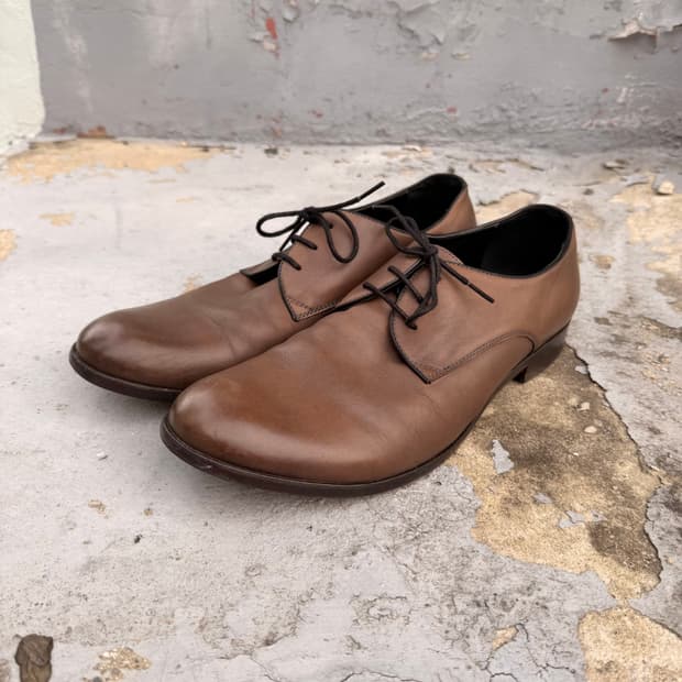 훕데두 카키 브라운 더비슈즈 44