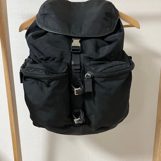 프라다 블랙 나일론 레더 우산꽂이 백팩 정품