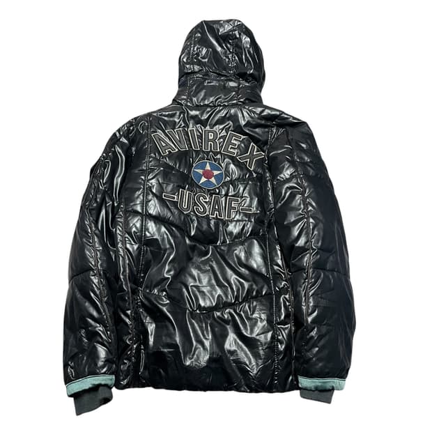 아비렉스 AVIREX USAF 유광 패치 패딩 봄버 재킷