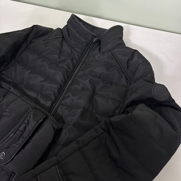 우먼M 로렌 랄프로렌 블랙 가죽배색 가벼운누빔 간절기자켓