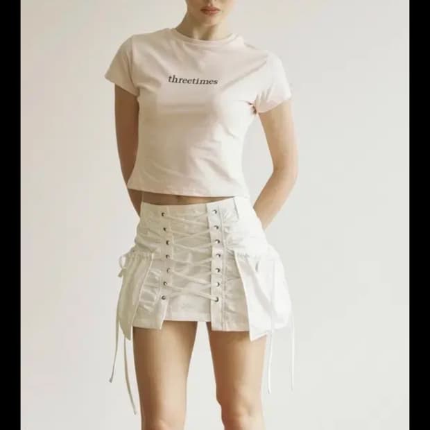 (화이트,블랙2개) 쓰리타임즈 리코rico 카고 스커트 m