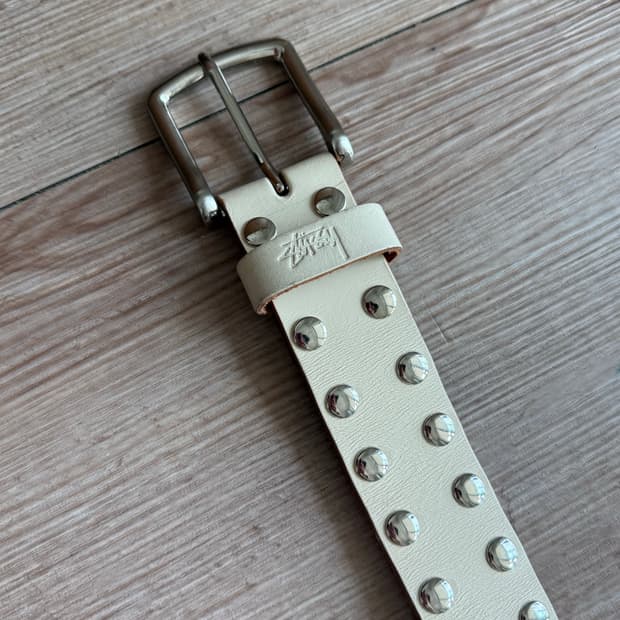 [l/xl] stussy 8 ball belt white