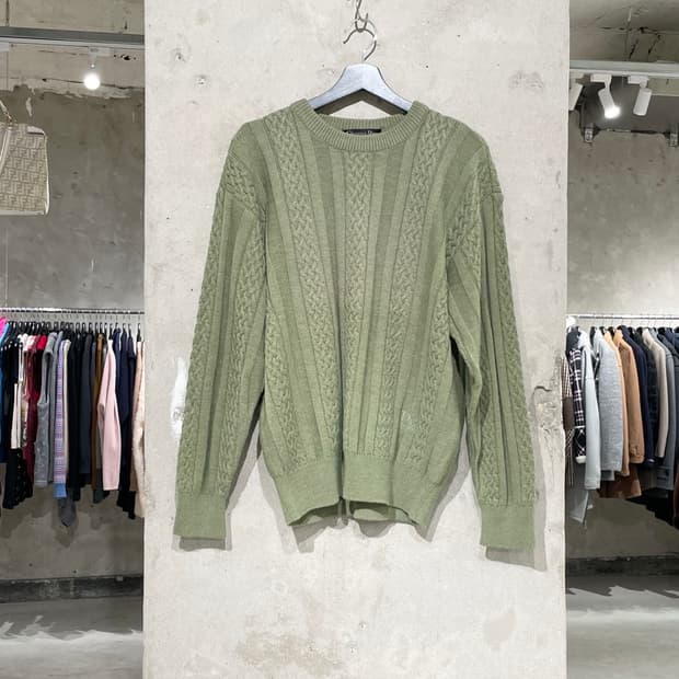 크리스찬 디올 스포츠 라이트 그린 케이블 니트