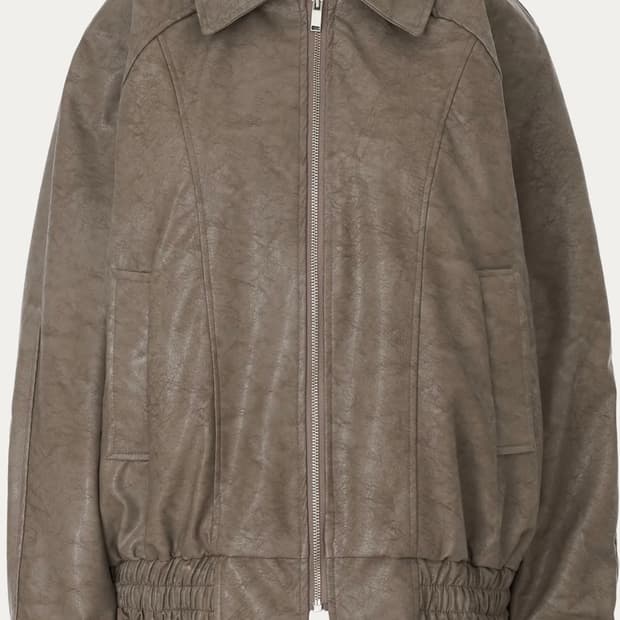 제니오 에밀리 레더자켓 애쉬카키