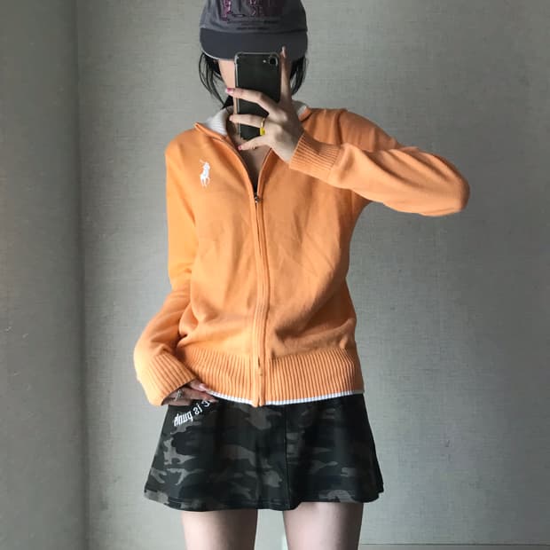 폴로 오렌지 빅포니 니트집업