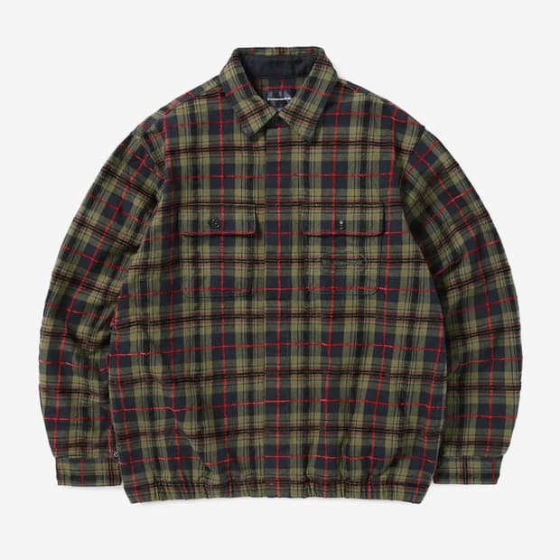 E/T-Logo Plaid Shirt Jacket Navy