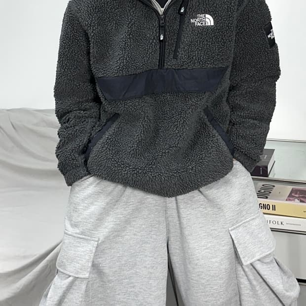 노스페이스 화이트라벨 딥그레이 후드 반집업 105