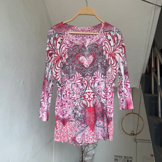 y2k 끝판왕 하트 그래픽 티셔츠