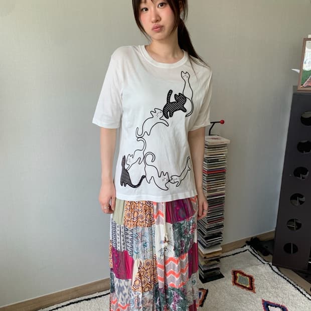 ethnic patchwork maxi skirt