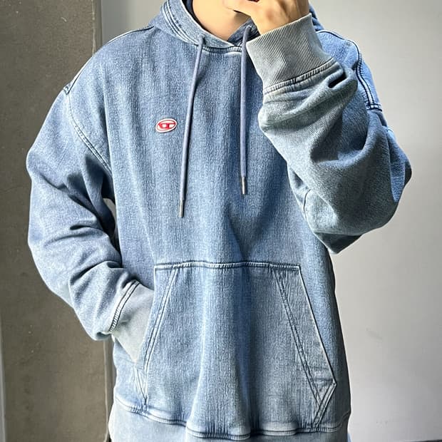 디젤 D-UM-RIB 트랙 데님 후드티