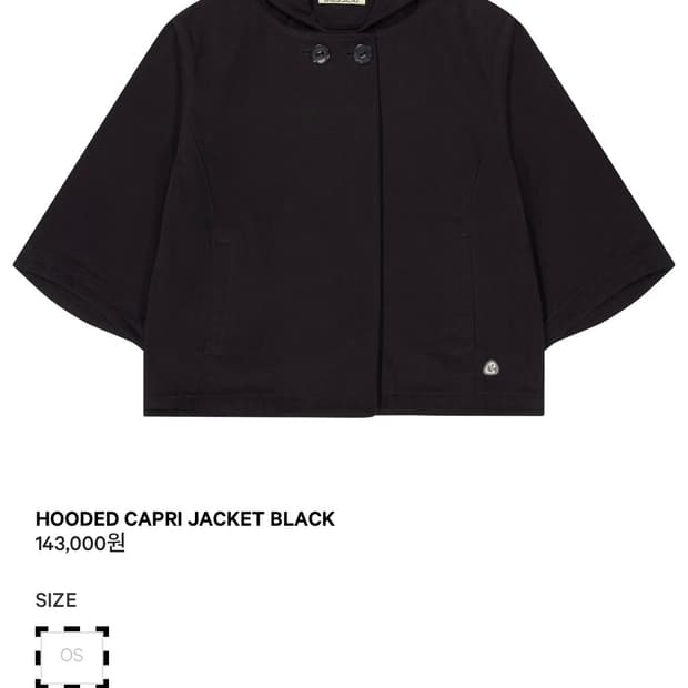 (새상품)코이세이오 후드 카프리 자켓 블랙