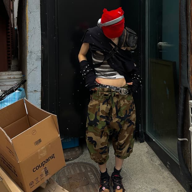 카모 드랍 크라치 배기 팬츠