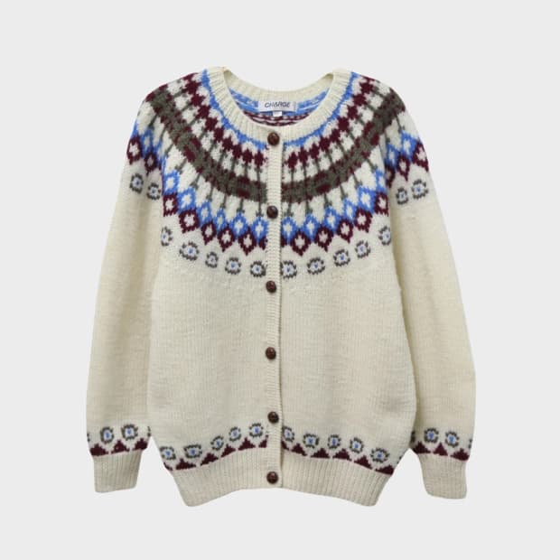 CHANGE 울 눈꽃 패턴 가디건 62043