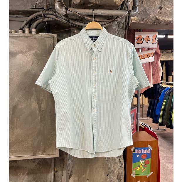 폴로 랄프로렌 스트라이프 반팔 셔츠 그린 100 #csz3347 