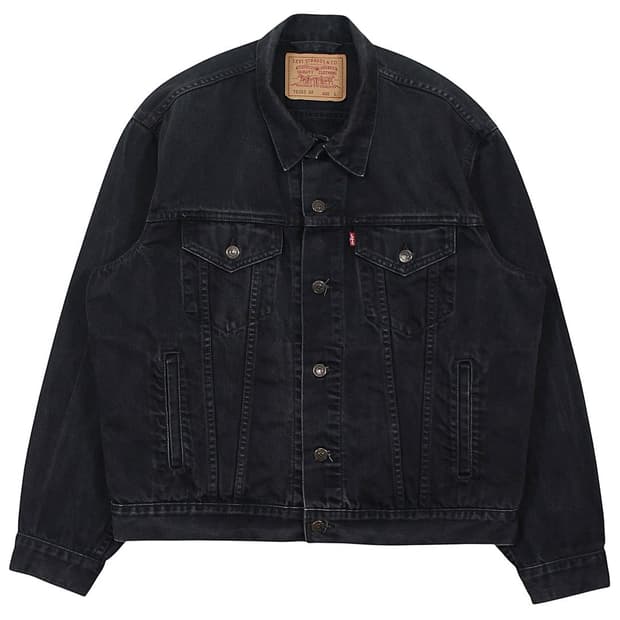 1995 유로 리바이스 70503-0285 블랙 데님 트러커 자켓 빈티지