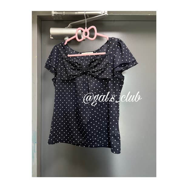 JPN mori dot ribbon half blouse 빈티지 블라우스