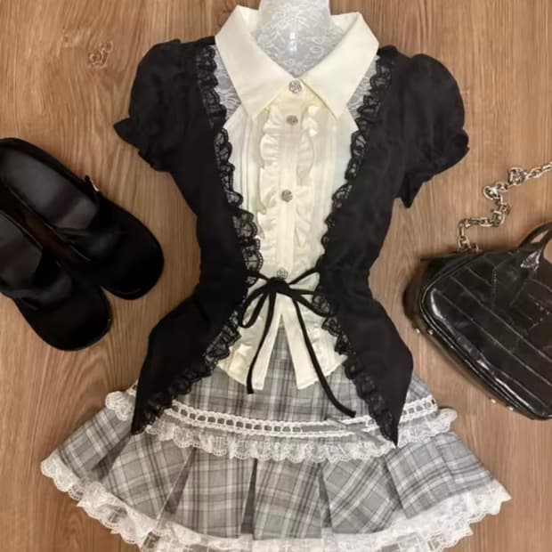 지뢰계 갸루 빈티지 코디 세트 🩶