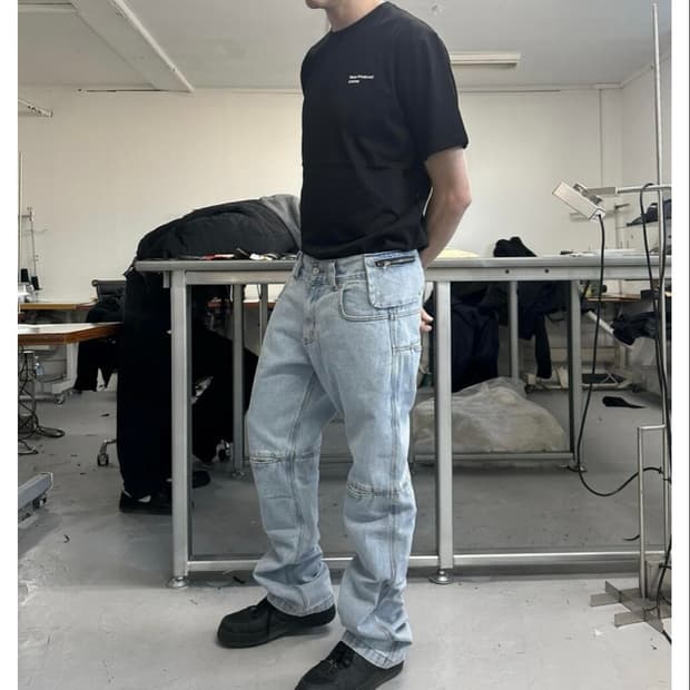 플라스틱 프로덕트 백팬츠 스틸블루 L