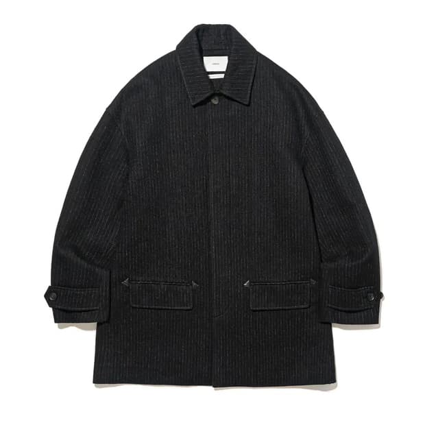 아워셀브스 midloom short mac coat pin stripe