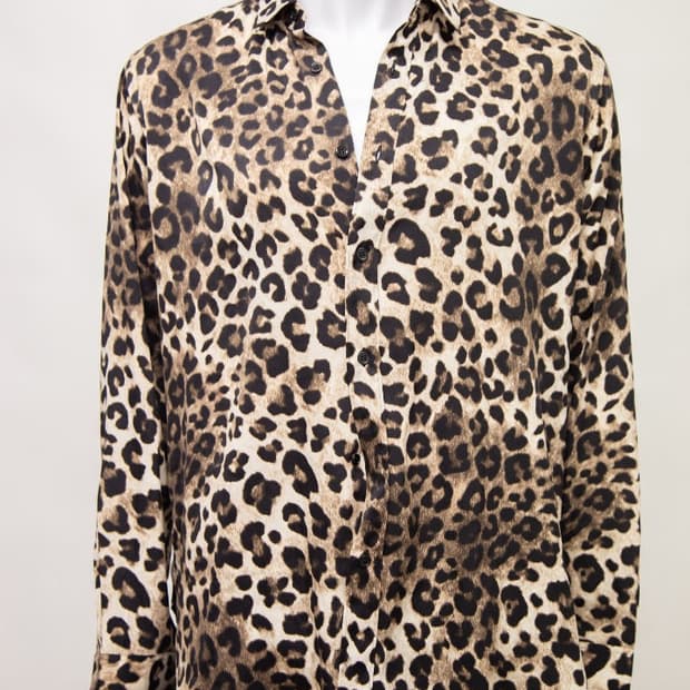 생로랑 14AW 실크 레오파드 셔츠