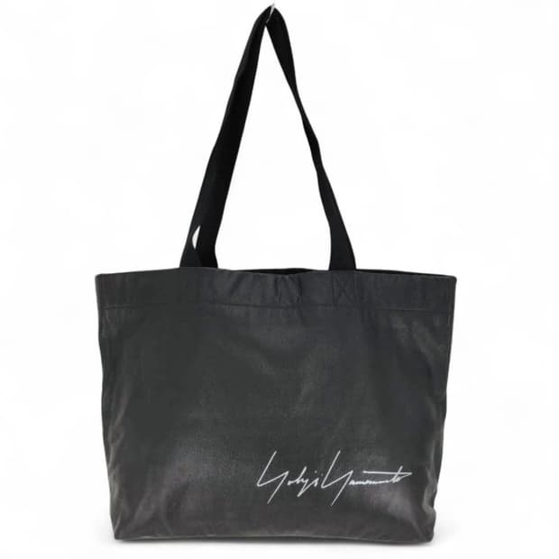 요지 야마모토 카우레더 레터링 토트백