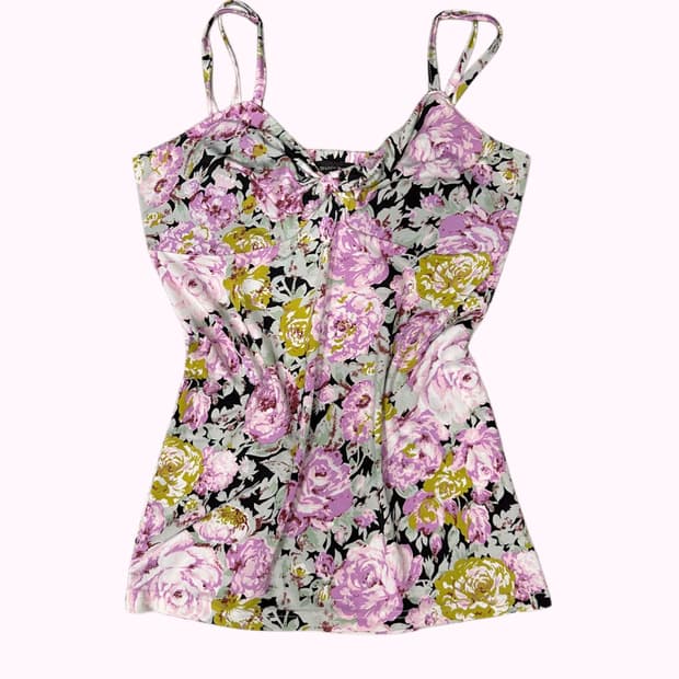 violet rose pattern top