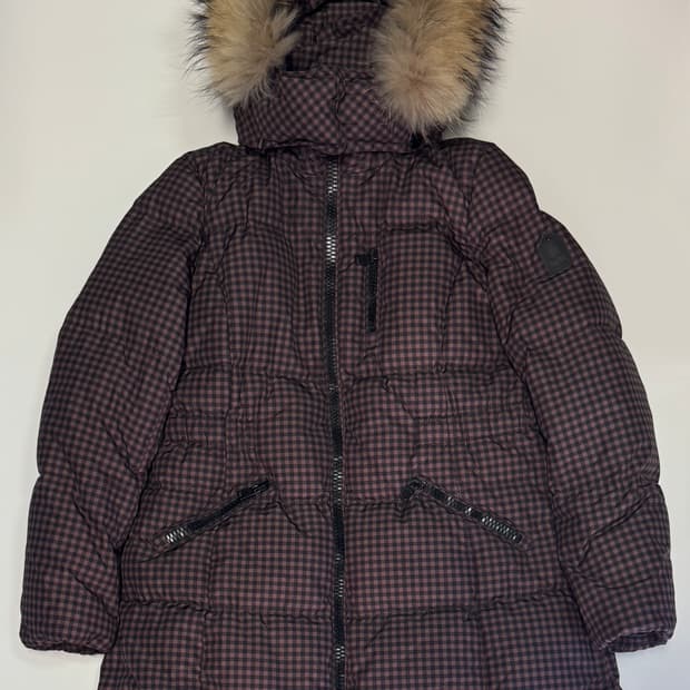 희귀!! 여성 코치 COACH 덕 다운 후드 체크 패딩 L