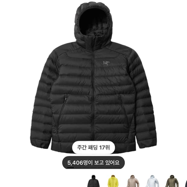 아크테릭스 세륨 후디 블랙 XL 새상품