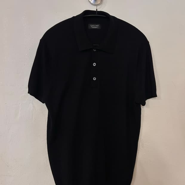 ZARA MAN 자라 블랙 반팔 니트 폴로티 M (실측 95)