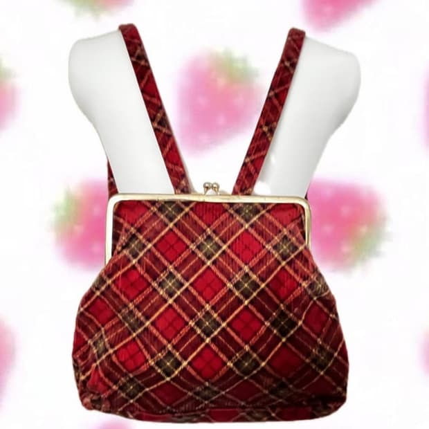 캐캐체깔 대장템 )) 타탄체크 가마구치 백팩